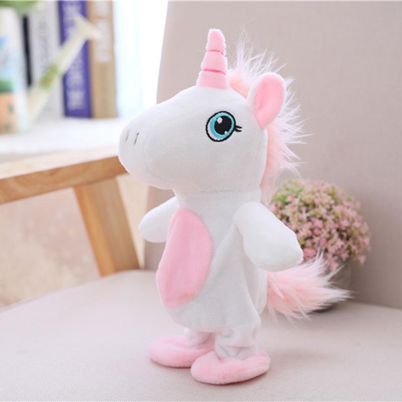 

Электрическая говорящая ходьба Учись говорить Единорог Лошадь Умная кукла-животное Детская плюшевая игрушка для малышей 25cm розовый