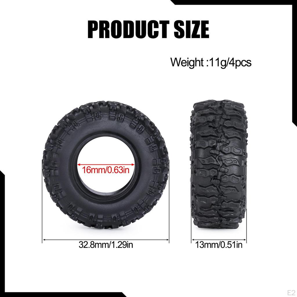 4 Pieces 1/30 Wheels, RC Car Tires, Rubber Tyres for SCX30 Model DIY Accessories