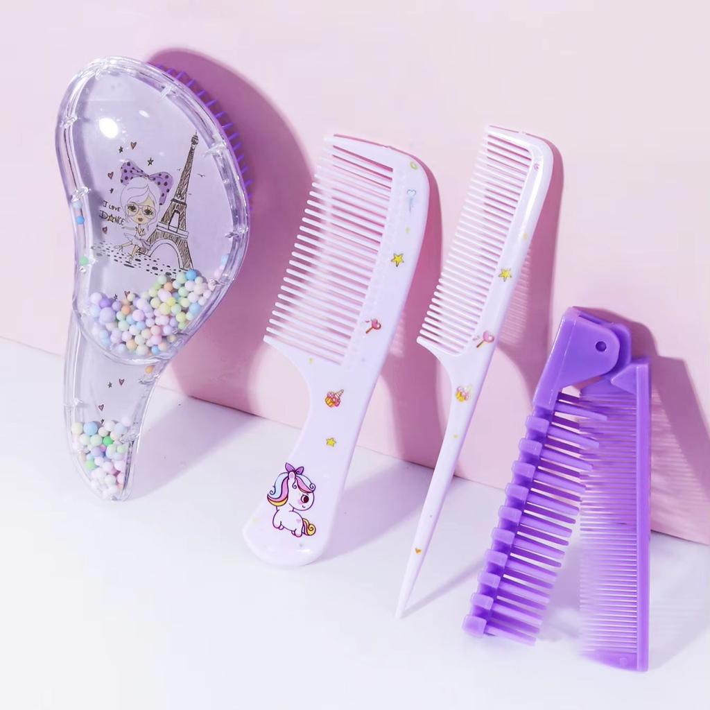4pcs/set Cartoon Massage Comb Set, Suitable for All Types of Hair, Gifts, Portable Travel, Suitable for All Hair Types