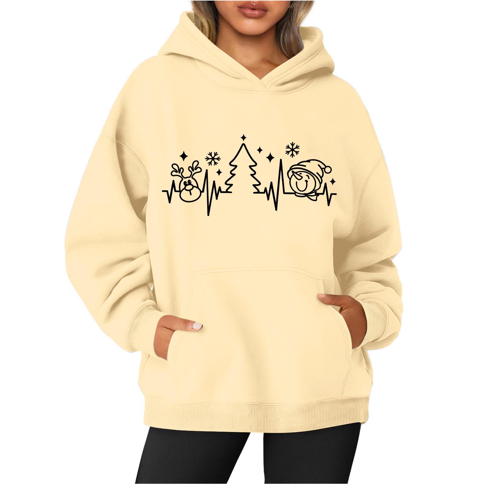 

Женская толстовка с круглым вырезом и длинными рукавами с рождественским принтом XXL жёлтый