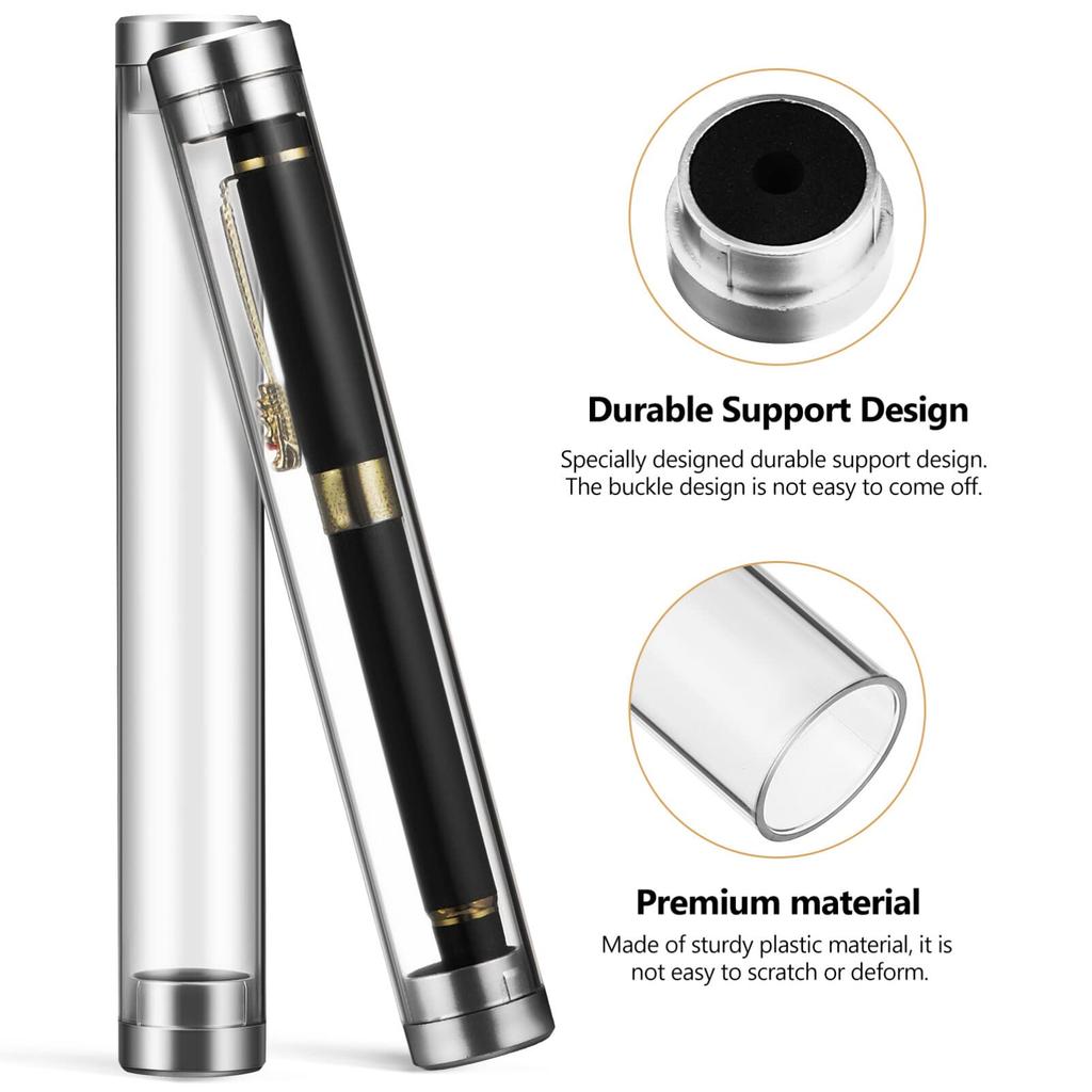 NUOLUX Cylindrical Pencil Clear Acrylic Pencil Case for Fountain Pens and Clear Round Pencil Case for Ballpoint Gift Small Item Storage Set of Pen