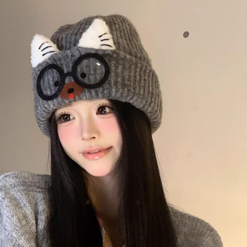 Adorable Cat Ear Knit Hat For Women Autumn Winter Themed Ear-Warming Knit Beanie Warm Winter Hat