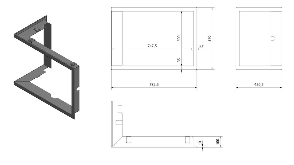 Frame for LUCY 12 BSL Fireplace Insert 35 Mm Frame Width