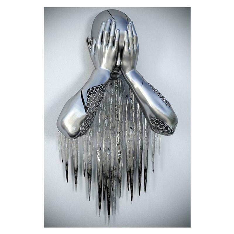 Gold and Silver Figure Statue Canvas Painting Poster Prints Romantic Lovers Pictures Modern Wall Art Home Decor
