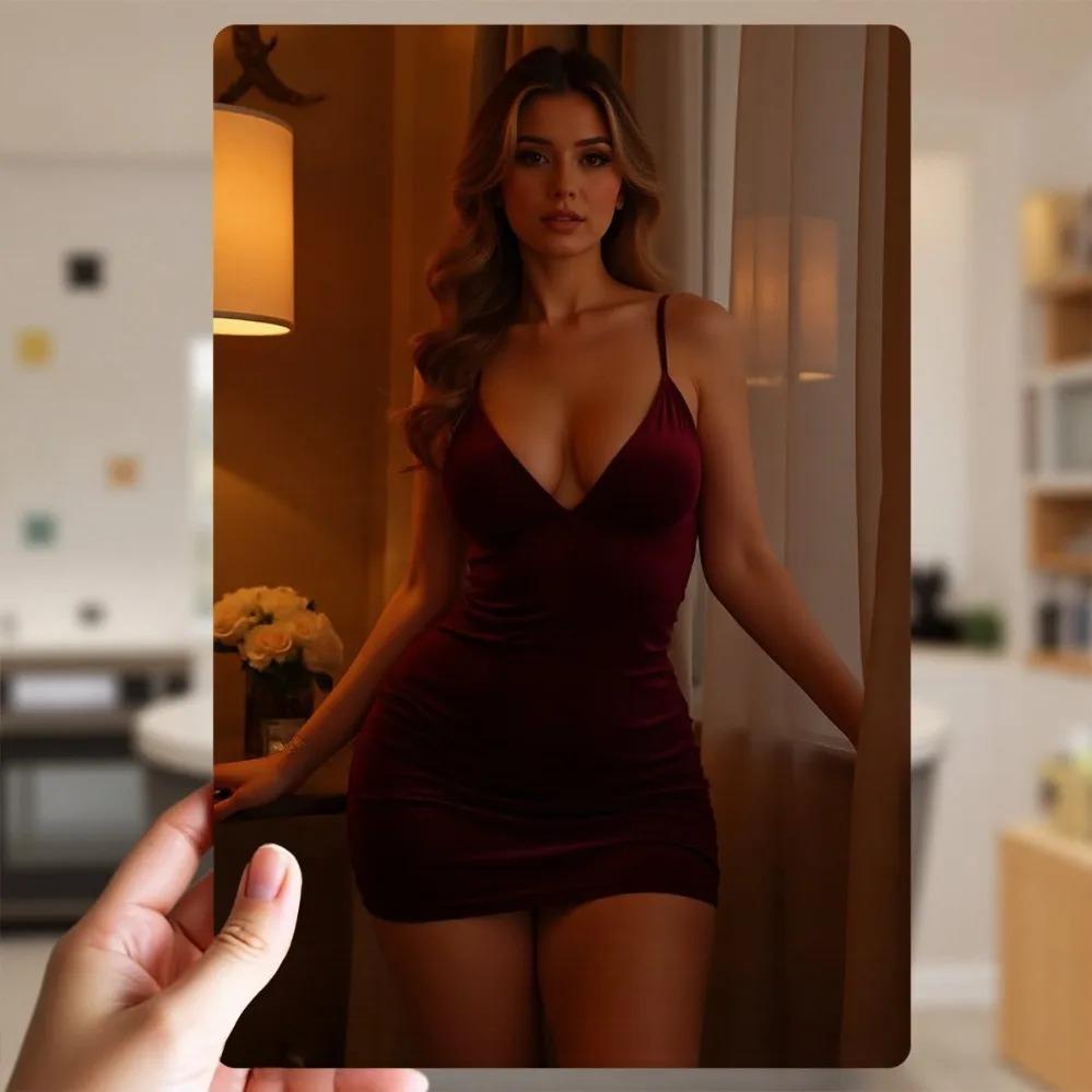 Vintage Metal Wall Art Retro Bikini Model Tin Sign for Man Cave Bar Bathroom 20x30cm