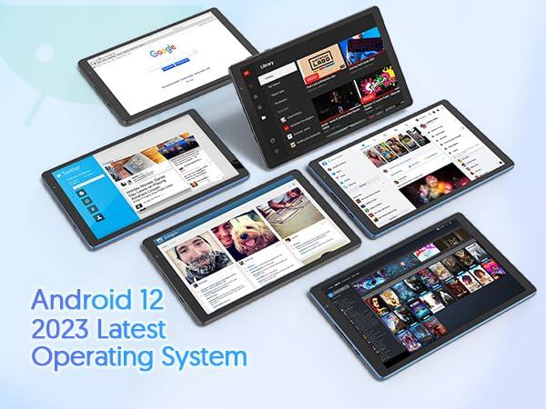 Android 12 32GB ROM 1TB 4GB Dual IPS HD Touch Screen Android Tablet 10.1-inch Tablet, Expandable, 6000mAh, Quad-Core Processor, RAM, 2.4G WiFi,