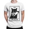 Men's Black Cat Tarot Death Halloween Witchy Cat Lover T Shirt Cotton Clothes Novelty Short Sleeve Crewneck Tees Classic T-Shirt