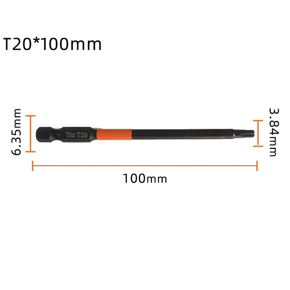 Torx Screwdriver Bit 1/4'' Hex Shank Drill Bit Magnetic T10-T30 100mm For Power Tools Electric Driver Drill Accessories