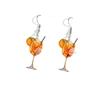 2D Flat Design Orange Juice Earrings Lightweight Material Drop Earrings  Beer Festival