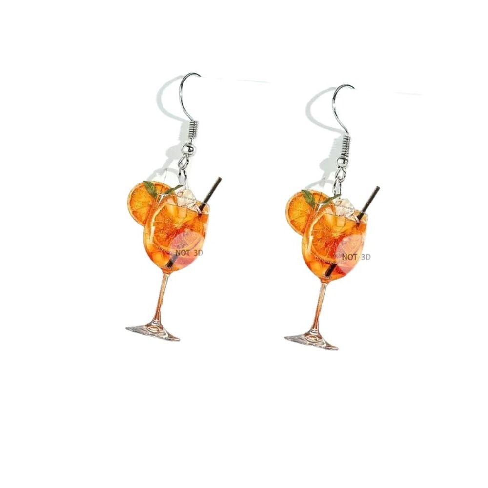 2D Flat Design Orange Juice Earrings Lightweight Material Drop Earrings  Beer Festival