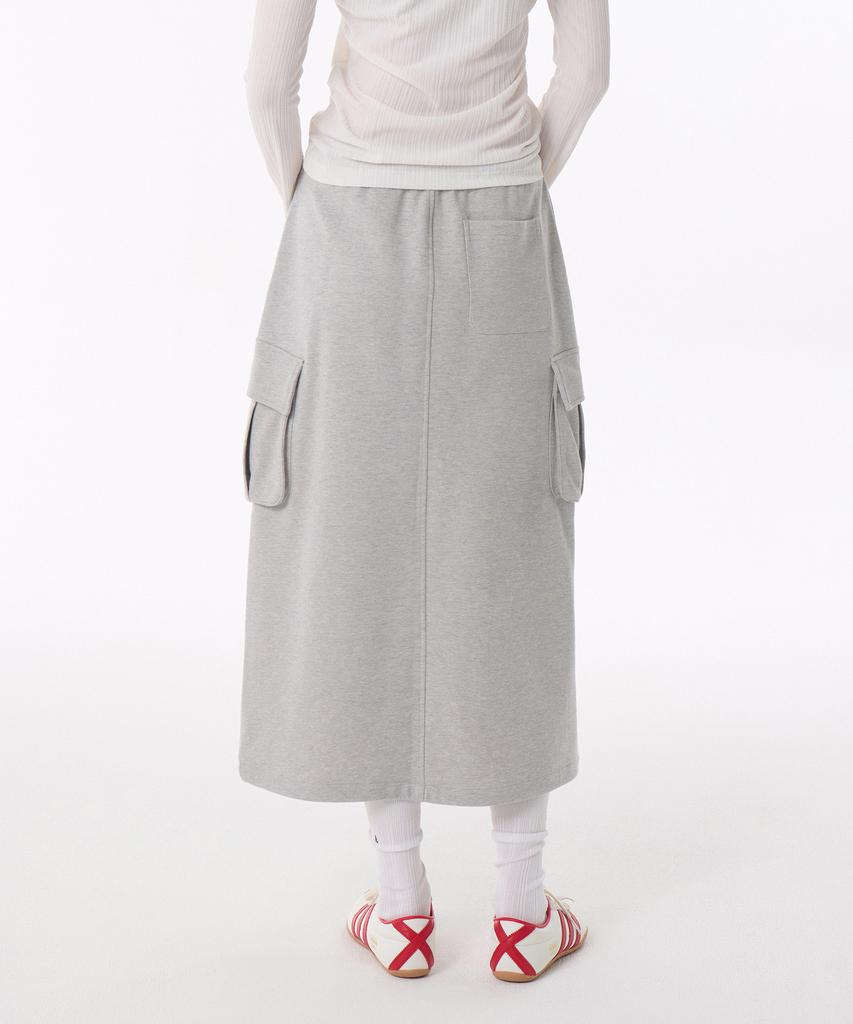 MUSINSA STANDARD WOMAN Women'S Flat Terry Sweat Cargo Long Skirt [Medium Grey]
