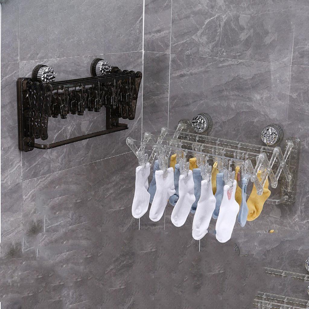 Suction Cup Sock Rack Folding Multi-function Drying Underwear Socks Multi-clip Punch-free Towel Storage Rack