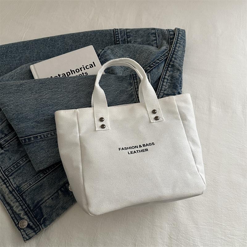 Canvas Women's Bag Simple Letter Printed Handbag Large Capacity Tote Bag Canvas Shoulder Bag Bento Bag