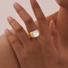 Stainless Steel White Shell Rings Metal Glossy Signet Square Finger Punk Style Fashion Ring For Women 18K Gold Plated Jewelry