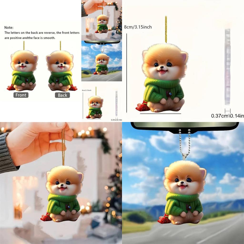 Entzückender Plüschhund Acryl Auto Rückspiegel Hängedekoration Anhänger Geschenk