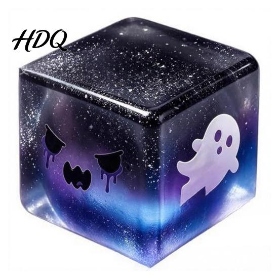 Glitzer Stressbälle Halloween Geist Würfel Sensorisches Spielzeug Angstlinderung Quetschspielzeug Langsam aufsteigend Kneten für Kinder Erwachsene