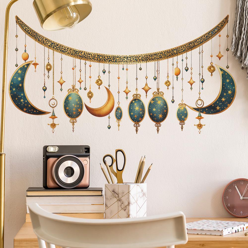 Alaba Festival Chandelier Star Moon Wall Sticker Home Mall Decorative Sticker Can Be Customized Pvc Self Adhesive