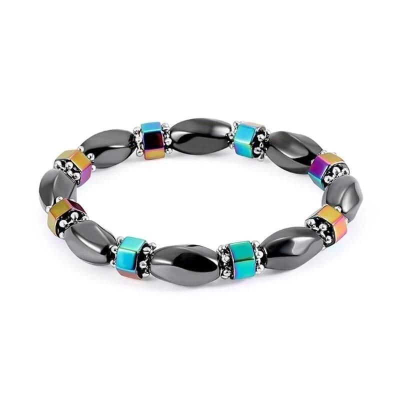 Lhsl-059 Trendy Unisex Double Row Rainbow Stone Bracelet With Magnetic Clasp Great Travel Souvenir