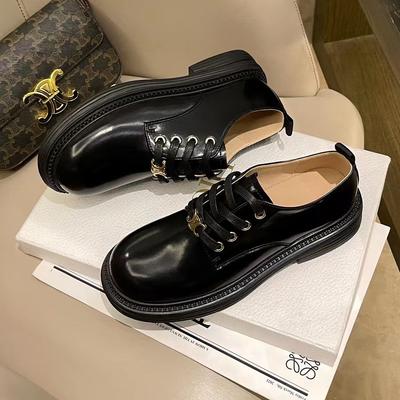 Piel de vaca entera~ zapatos de plataforma con cordones de cuero genuino zapatos de piel pequeños para mujer otoño e invierno 2024 nuevos estilo universitario punta redonda mocasines estilo británico