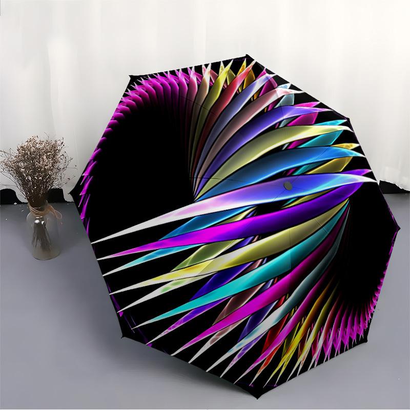 1pc Spiral Colors Automatic Opening/Closing Umbrella with Operation & Windproof Canopy Yy260311094