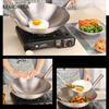 1 Stück Edelstahl-Wok Unbeschichtet 26/28/30/32/34cm Hohe Qualität Doppelgriff Kochpfanne Geeignet für Zuhause Rindfleisch Gebraten Kochen