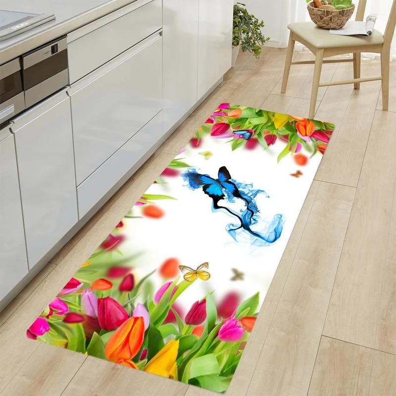 

Butterfly Kitchen Floor Mat Home Entrance Doormat Decoration Carpet for Living Room Corridor Long Rugs Non-slip Bedroom Mat 40x60cm 16x24inch