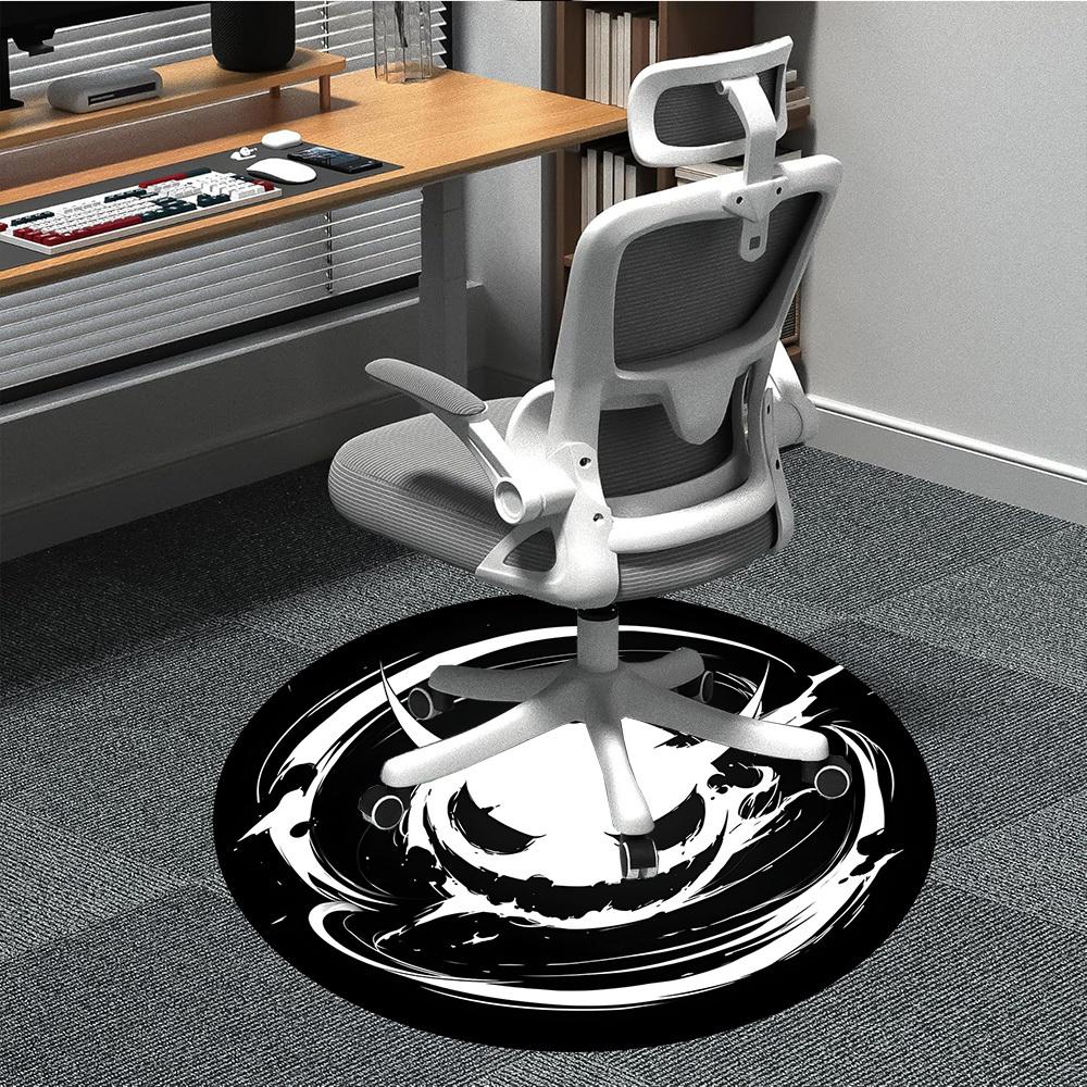 

1pc Spiral Face Ghost Office Round Area Rug, Under Office Chairs Bedroom Living Room Home Decor, Room Deco 80cm