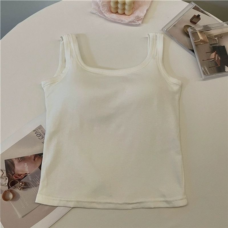 

Sleeveless Women s Summer Silm Pure Color Camisole White One size
