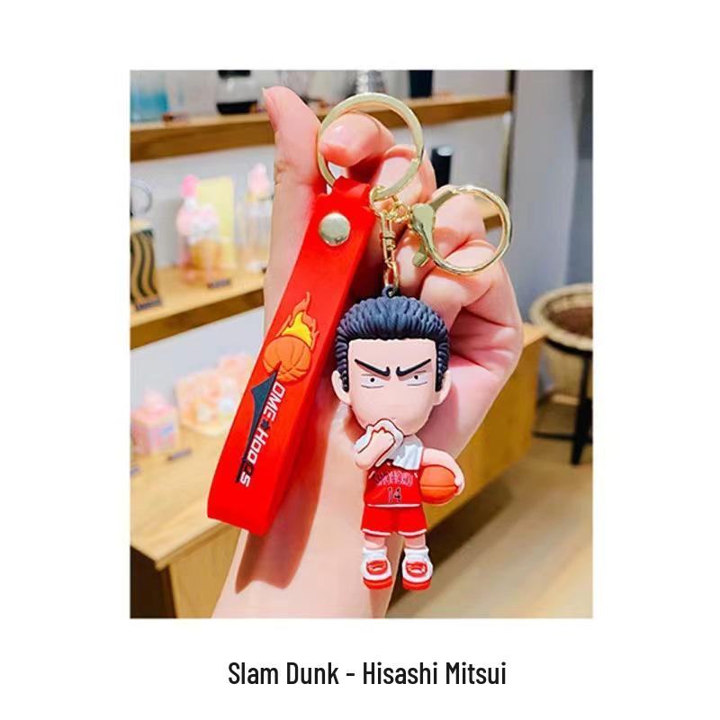 Trendy Slam Dunk Cartoon Keychain: Rukawa, Sakuragi, Akagi Couple Style.