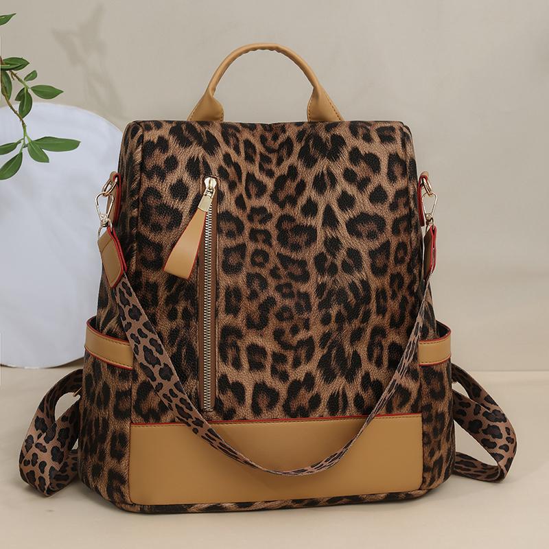 Rucksack mit Leopardenmuster Damen Reise Große Kapazität Diebstahlsicherer Rucksack