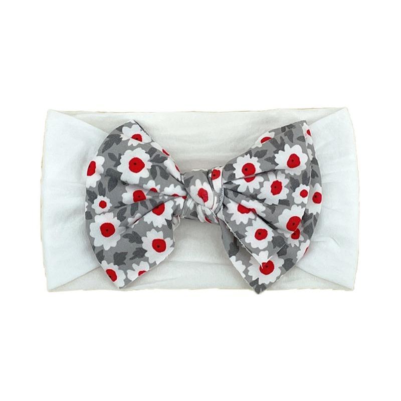 baby new children's hair accessories cute baby floral seamless wide headscarf nylon bow baby headband