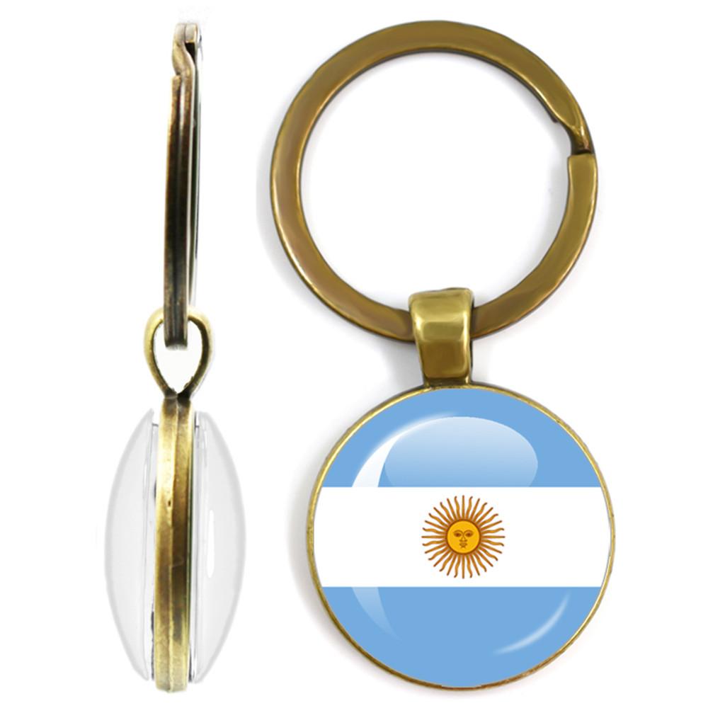 National Flag Double-Sided Keychain Korea, Serbia, Russia, Slovenia, Argentina, The United States,Turkey, Spain,Dominica Keyring