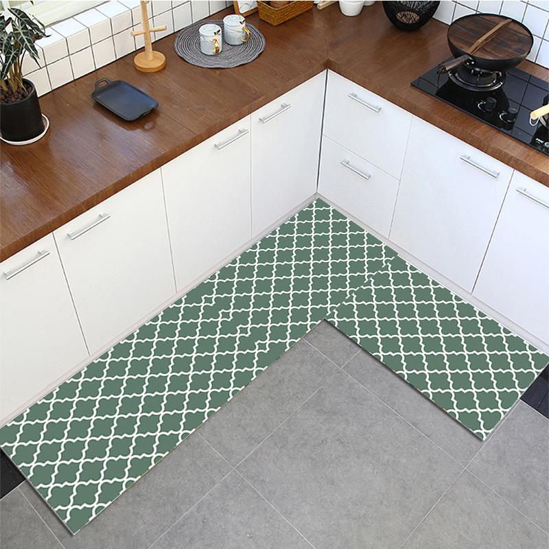 Plaid Kitchen Mat Nordic Long Non Slip Kitchen Carpet for Floor Black Grey Entrance Doormat Bath Mats Hallway Rug Home Decor