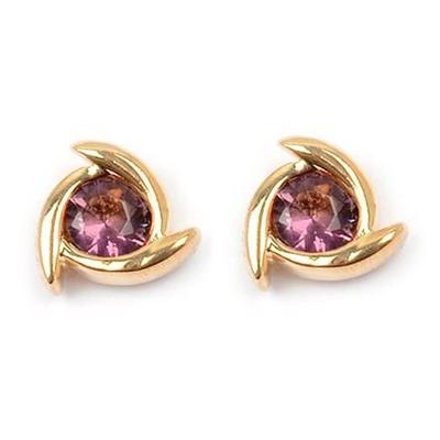 [M8921] - Gold Plated 'Sissi' Golden Amethyst Earrings - 8 Mm