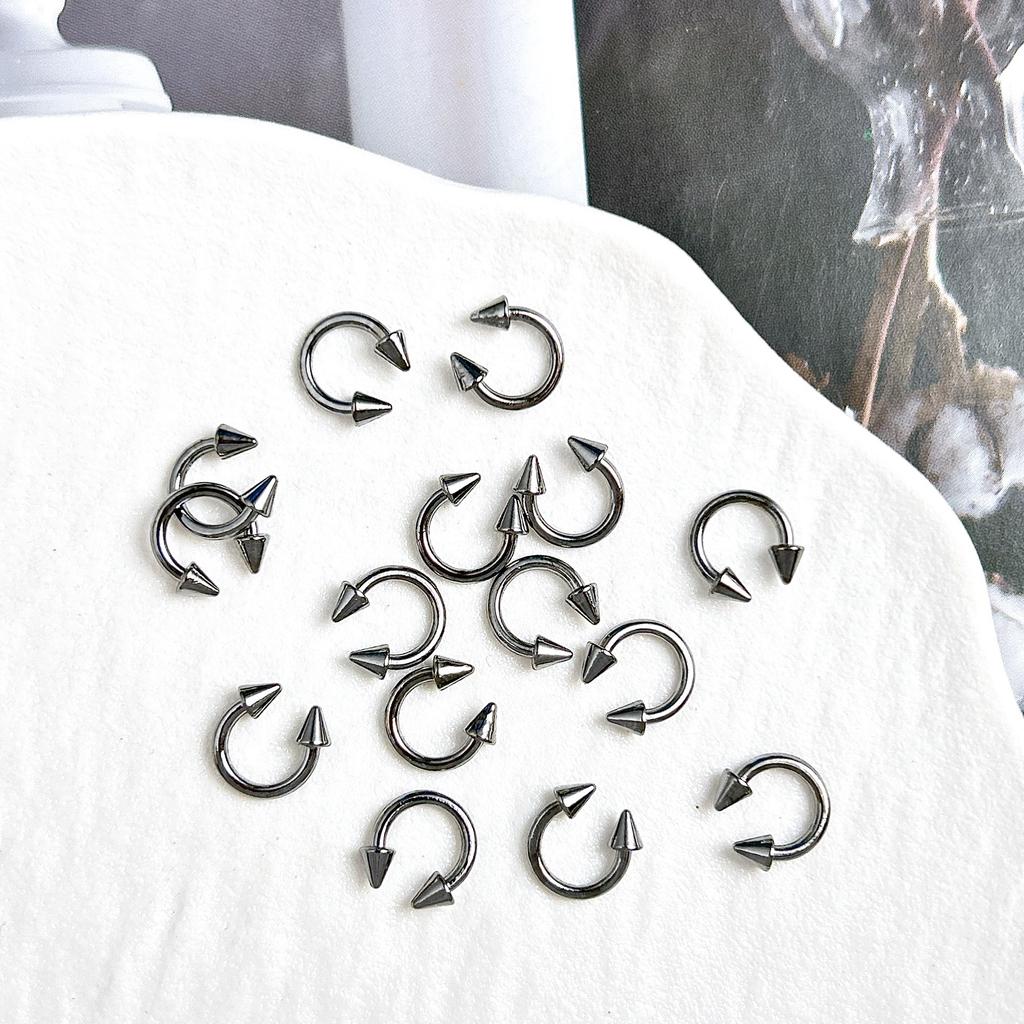 Legierung Gebogener Stab Augenbrauenstecker Außengewinde Doppelseitig Vergoldet Spitzkegel Punk Style Nagelkunst Zubehör DIY Nagel Süß Cool Dekoration DIY