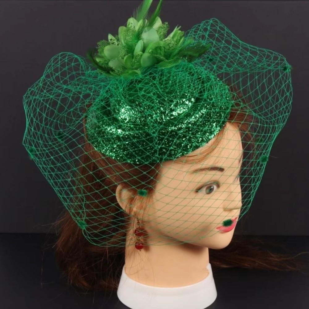 Solid Color Bridal Headdress Wave Point Hair Clip Hat Temperament Small Top Hat Women