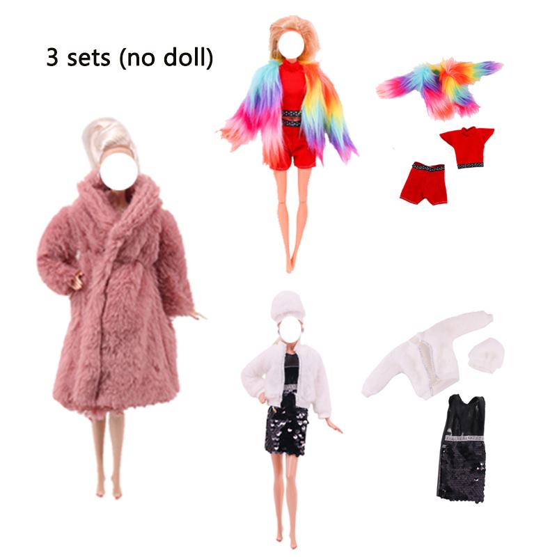 3 Sets/Lot Handmade Fashion Clothes for 11.5in/30cm Dolls Winter Coat Sweater Jacket Dress Clothing Doll Accessories Toys