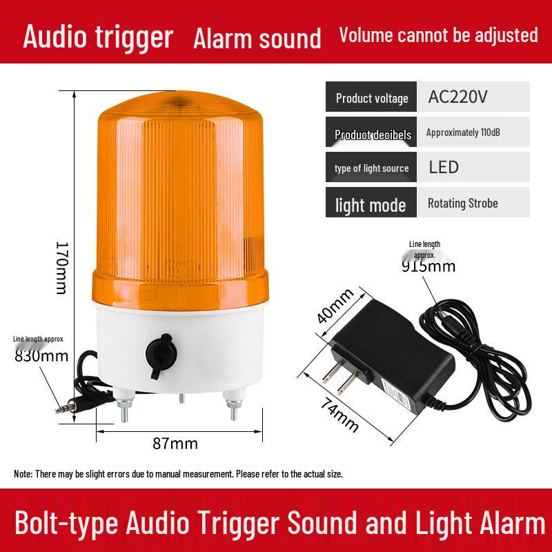 220V Sound & Light Alarm: Flashing Buzzer, Rotating Magnetic Strobe Warning Light