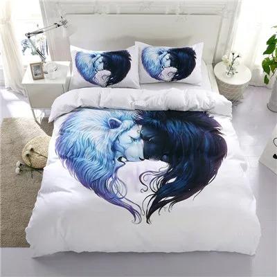 3D Print Wolves God Beding Set Set Usa King Quen Double Ful Twin Single Sized Dimensions Polyester Comfortable Quilt Cover Set