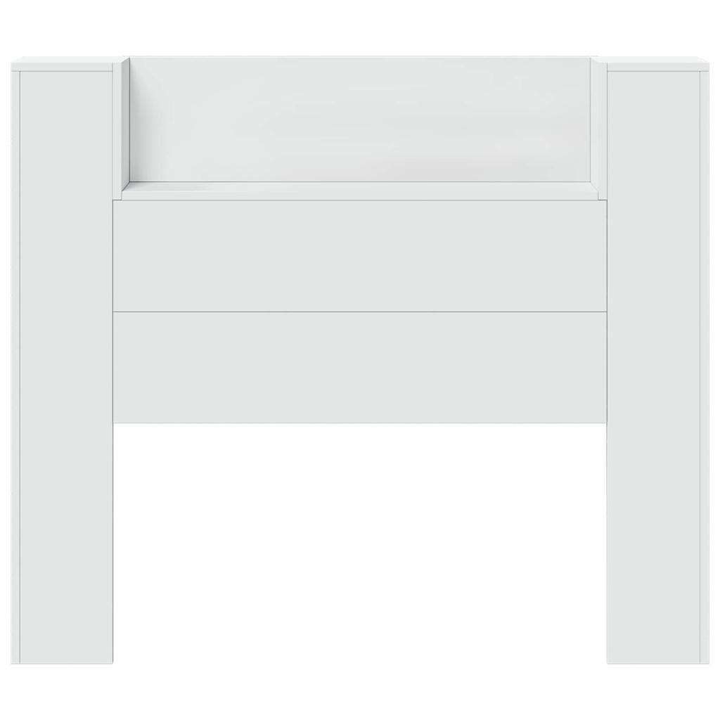 LED Headboard with Storage Space White Wood Based Material