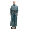 Female's  Loose Denim Set Comfortable Versatile Able Pant and Top Ensemble