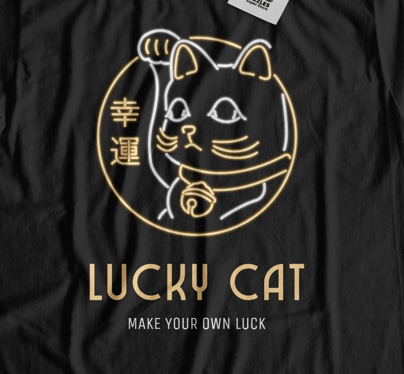 Unisex Lucky Beckoning Cat T-Shirt Chinese & Japanese Maneki-neko Gifts S