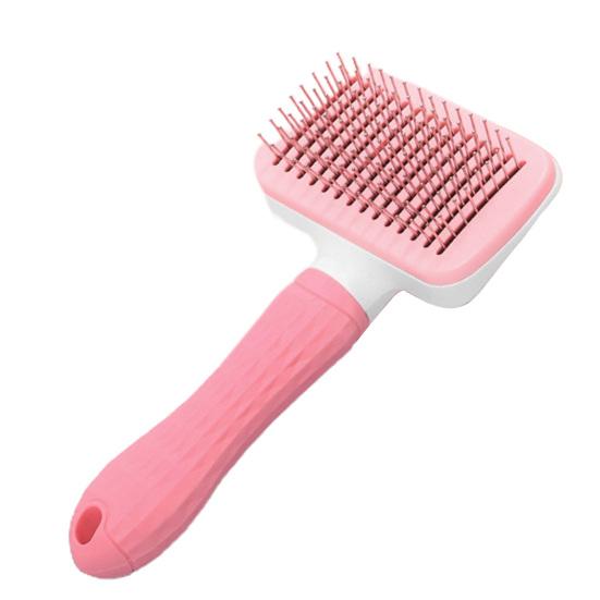 

Щетка для домашних животных, эргономичная ручка, противоскользящая мини-самоочищающаяся щетка для ухода за собаками и кошками розовый