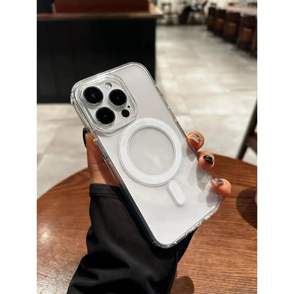 Transparante magnetische hoes met MagSafe-functie voor draadloos opladen, geschikt voor iPhone 17, AI, 16, 15, 14, 13, 12, 11 Pro Max, 7, 8 Plus. Acryl cover.