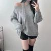 Autumn and Winter Solid Color V-neck Sweater with Scarf for Women Long Sleeved Knitted Sweater Top