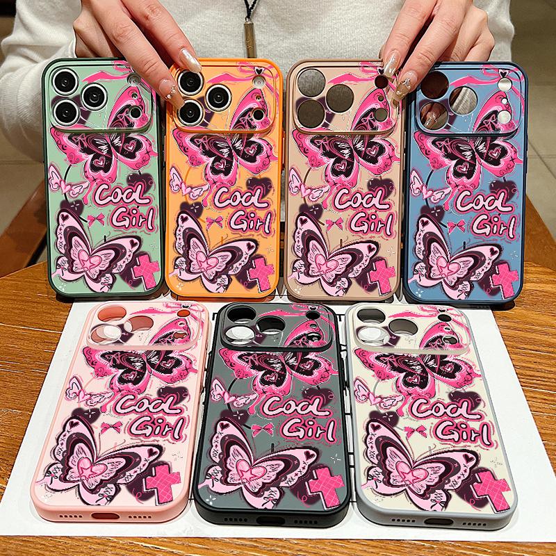 Cool Girl Butterfly Painting For iPhone 17 Pro Max Funda iPhone 16 15 14 13 Pro Max Skin Feeling Magnetic For Magsafe Shockproof Bumper Cover