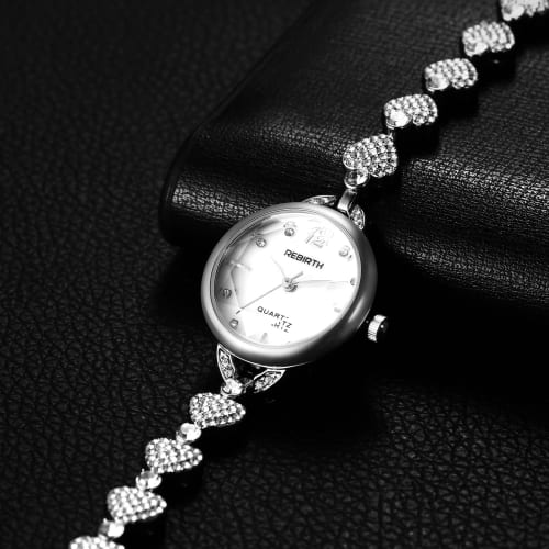 Women's Replica Waterproof Wristwatch: Exquisite Heart Band, Zirconia, Diamond, Quartz Movement, Delicate, Classic, Cute, Stylish, Stainless Steel, Ad