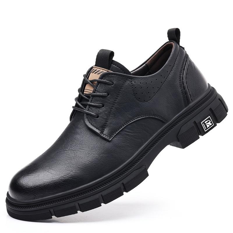 New leather men's shoes low-top leather shoes men's trendy versatile soft-soled casual tooling shoes men's