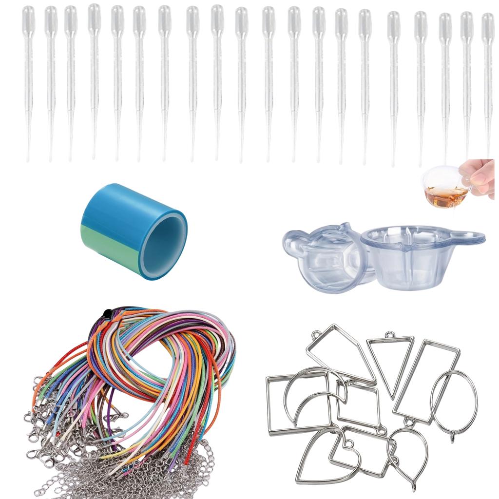 91PCS/Set Dropper Necklace Mold Set UV Epoxy Resin Molds For DIY Jewelry Making Findings Round Pendants