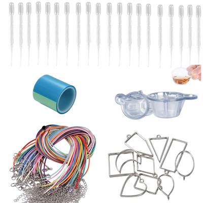 91 ks/sada Forma na náhrdelník s kapátkem Sada UV epoxidové pryskyřice Formy pro DIY výrobu šperků Komponenty Kulaté přívěsky